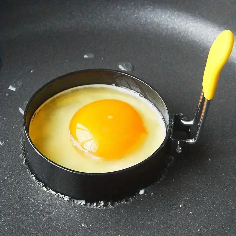 Easy to Use Round Egg Ring, 2 Counts/set Fried Egg Mold With Handle, Stainless Steel Egg Ring for Omelet, Pancake, French Toast, Baking, Grilling