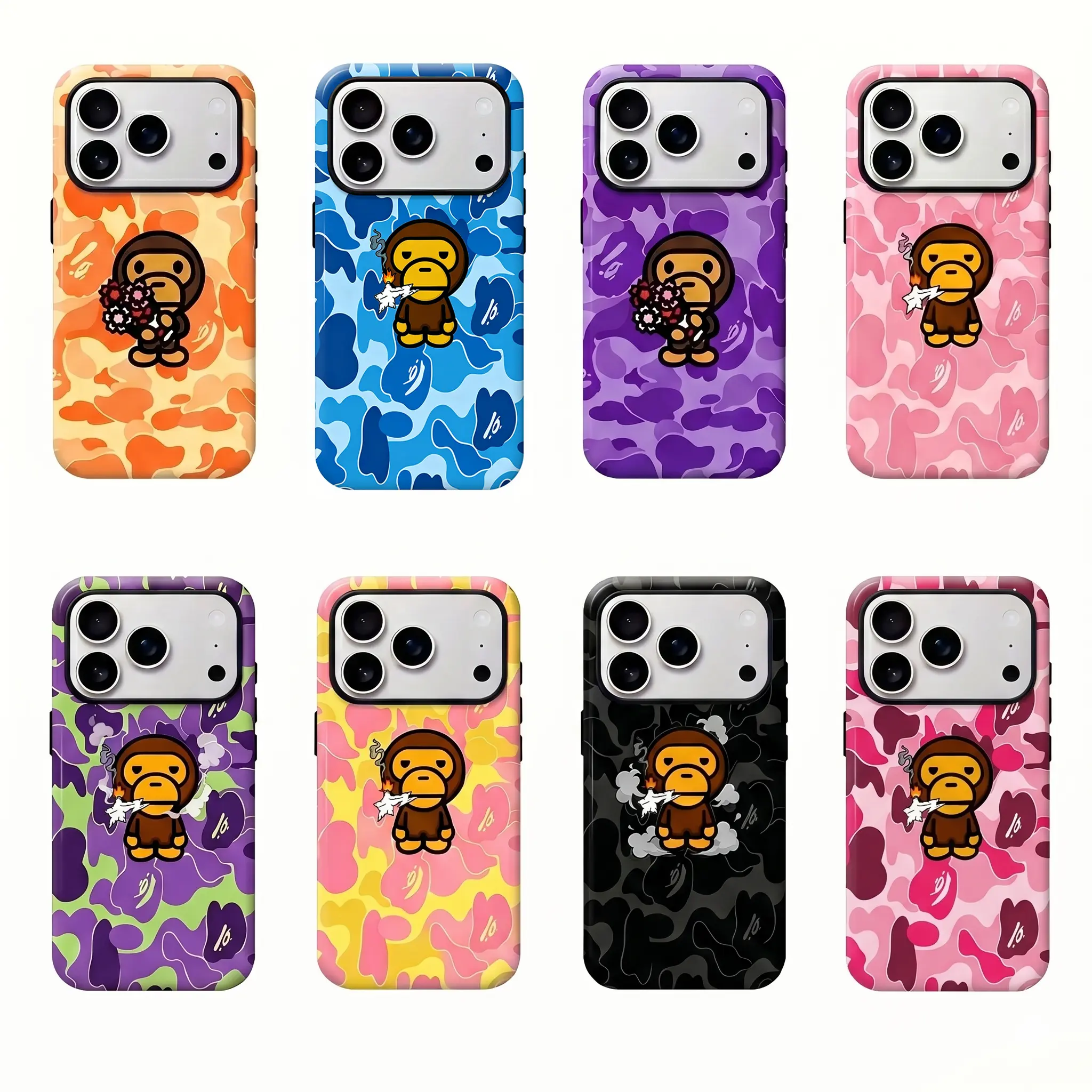 Bape Camo Streetwear Protective Phone Case with TPU+PC Shell, Impact-Resistant Hard Case with Impact Dispersion Tech & Flexible Rubber Liner, Glossy UV-Protected 2-Piece Design for iPhone 17/16/15/14/13/12/11 ProMax/Plus, Samsung Galaxy S23FE/22/23