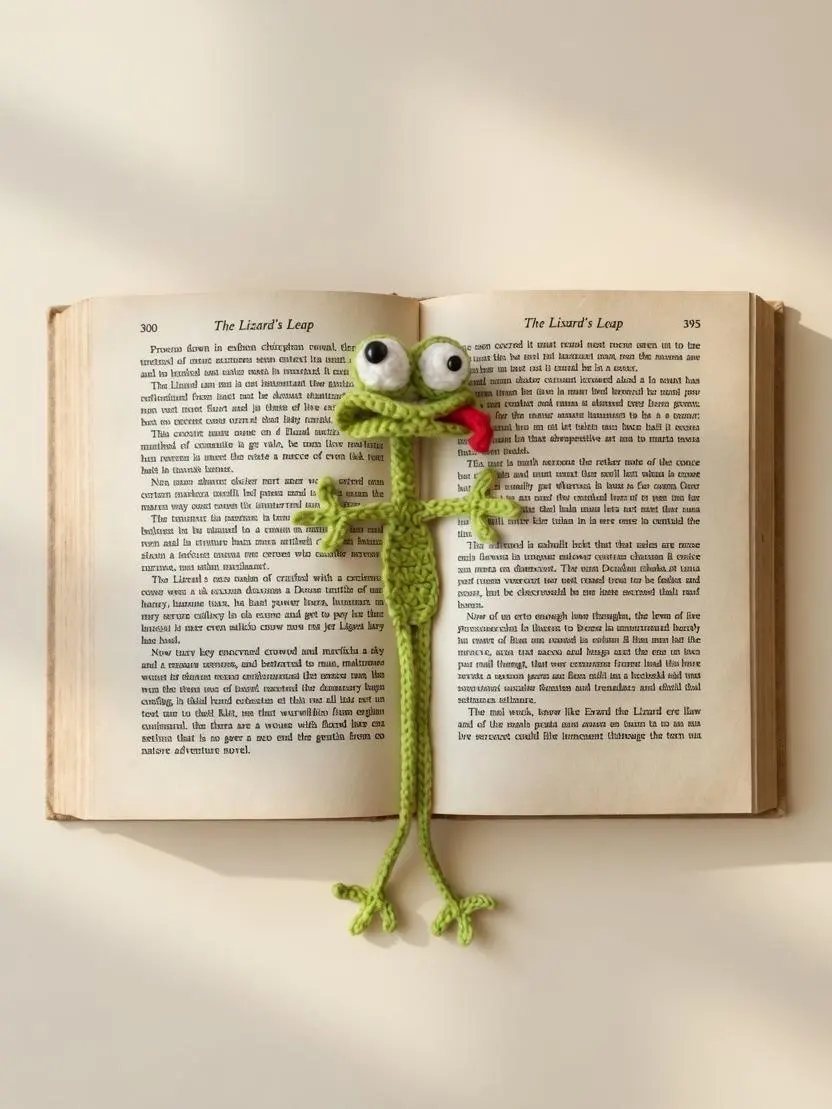 Crochet Lizard Bookmark, Handmade Amigurumi Book Marker, Funny Frog Bookmark, Reading Gift for Book Lovers