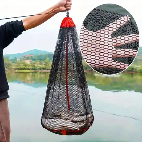 1/2/3counts Durable Fishing Net Bag with Aluminum Alloy Insert, Portable Storage Bag, Multifunctional Tool Organizer for Outdoor, Fishing Tackle Organizer, Outdoor Fishing Accessory, Fishing Accessories, Fishing Gear Storage