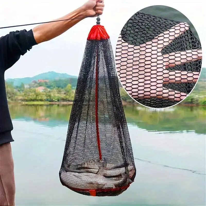 1/2/3counts Durable Fishing Net Bag with Aluminum Alloy Insert, Portable Storage Bag, Multifunctional Tool Organizer for Outdoor, Fishing Tackle Organizer, Outdoor Fishing Accessory, Fishing Accessories, Fishing Gear Storage