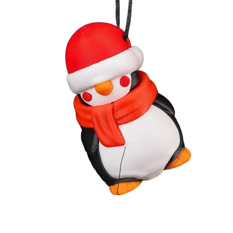 Plastic North Pole Tourist Christmas Ornament Souvenir - Festive Penguin Design with Red Hat, Scarf for Holiday Decoration, Tree Decor