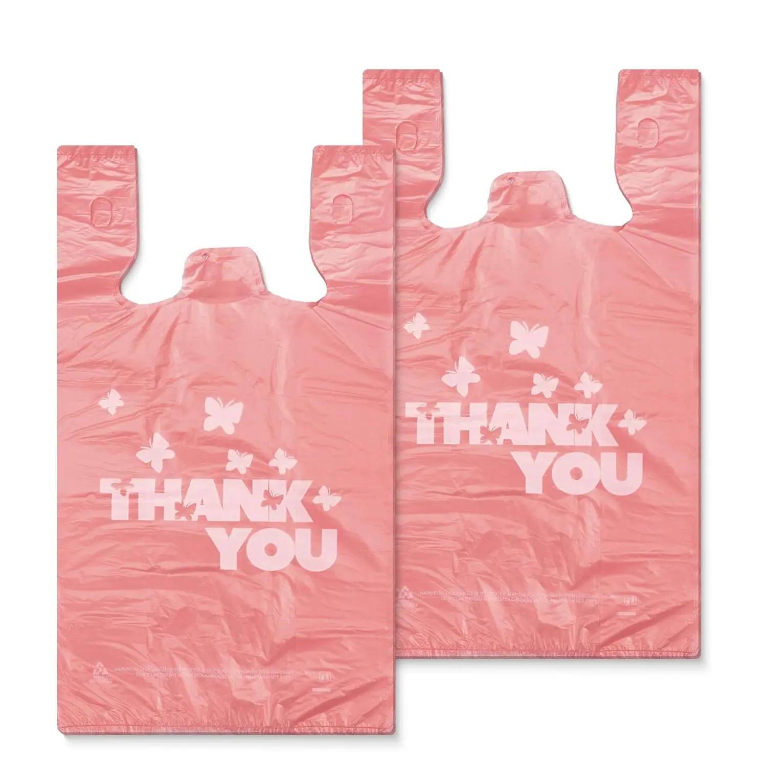 Thank you bags, 100 count T shirt bags, To Go Bags,Grocery bags,  and Disposable, for Small Business,Take Out,Retails,11 inchx6 inchx21 inch(100),Large