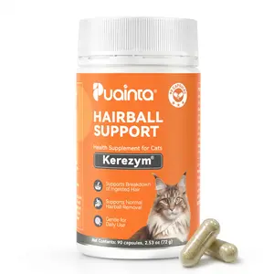PUAINTA Cat Hairball Control Capsules – Daily Hairball Relief Supplement for Cats, Mineral Oil-Free, Helps Reduce Shedding & Supports Skin and Coat Health