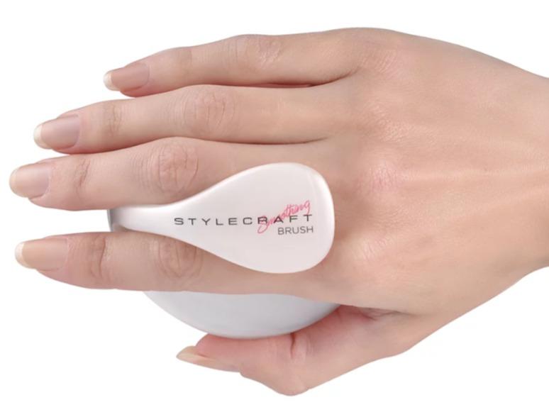 StyleCraft Professional Smoothing Brush - White Hair Care Tool with Black Bristles for Smooth Results - US Series