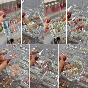 Press On Nails Ladybug with Flower | 3D Floral Fake Nails in Long Almond Shape | Handmade Spring Nail Art for Holiday, Vacation, Birthday, Gift