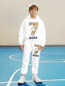 Boys Cristiano Ronaldo Hoodie Sweatshirts & Sweatpants Set, Casual Fashion, Spring & Fall, Durable Soft Fabric