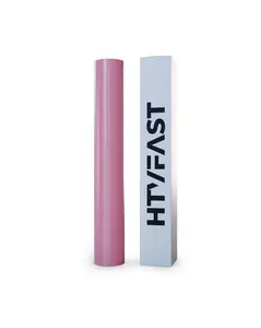 HTVFast HTV Vinyl Rolls Heat Transfer Vinyl - 11.8" x 20' Roll - Flexible & Stretchable PU Material-Easy to Cut, Weed & Transfer w/Heat Press/Home Iron-Works on Plastic, Wood, Ceramic & Fabric (Pink)