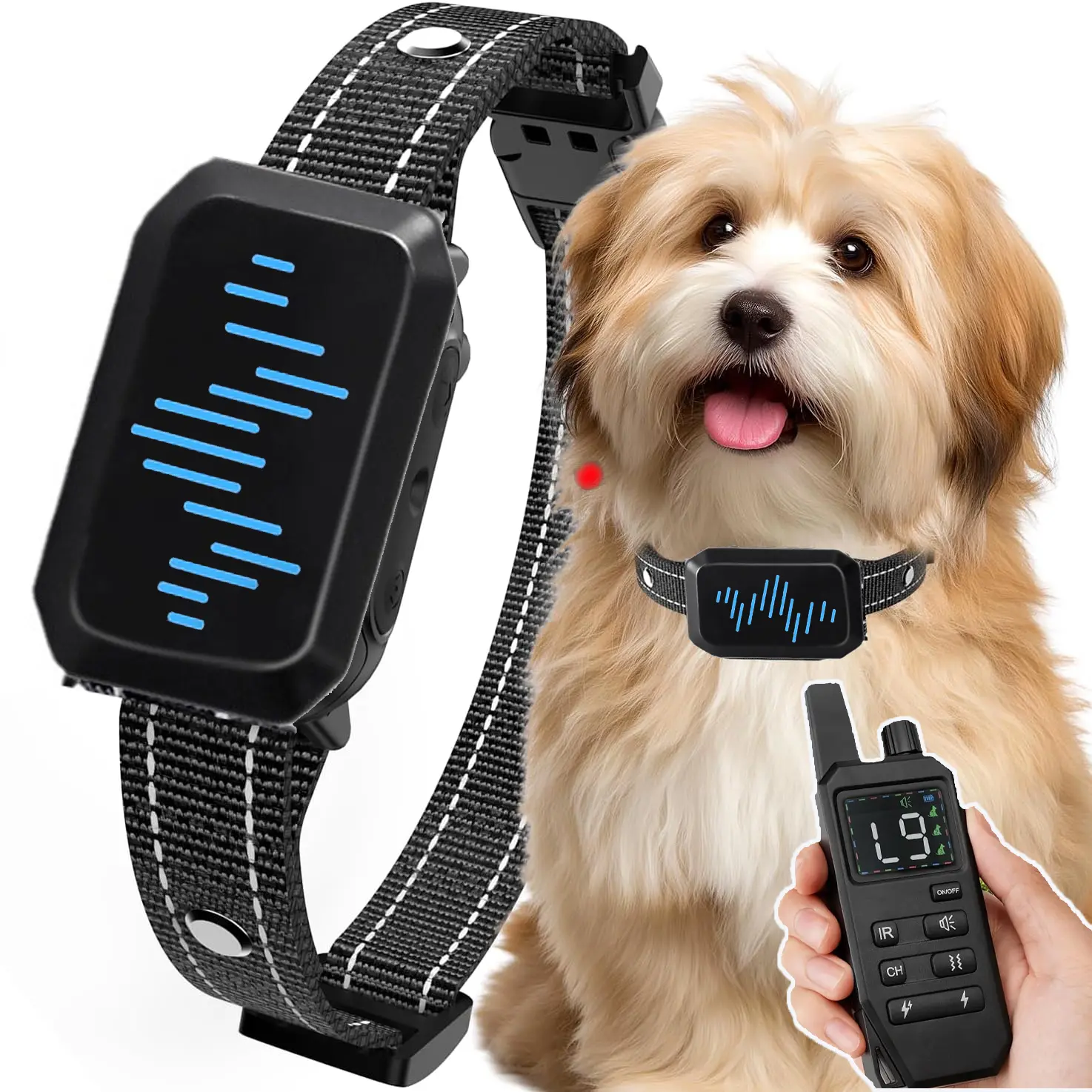 Shock Collar for Dogs -  Waterproof Rechargeable Dog Training Collar with Remote, Universal for Small Medium Large Dogs with Beep, Vibration, Safe Shock and IR LED Light Modes (10-140 Lbs)