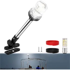 12 Inch Stern Light Bimini Top Anchor Light, LED Pontoon Navigation Lights Waterproof IP67, 3 NM Visibility White Fold Down Rear Boat Lights for Jon Boat, Small Boats, Fishing Boats (12~24V)