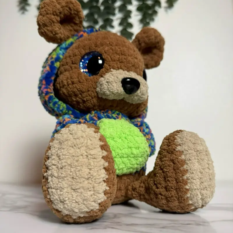 Brody the Classic Bear Handmade Crochet Plush | Goth Plushie | Alternative Stuffed Animal | Kawaii Decor