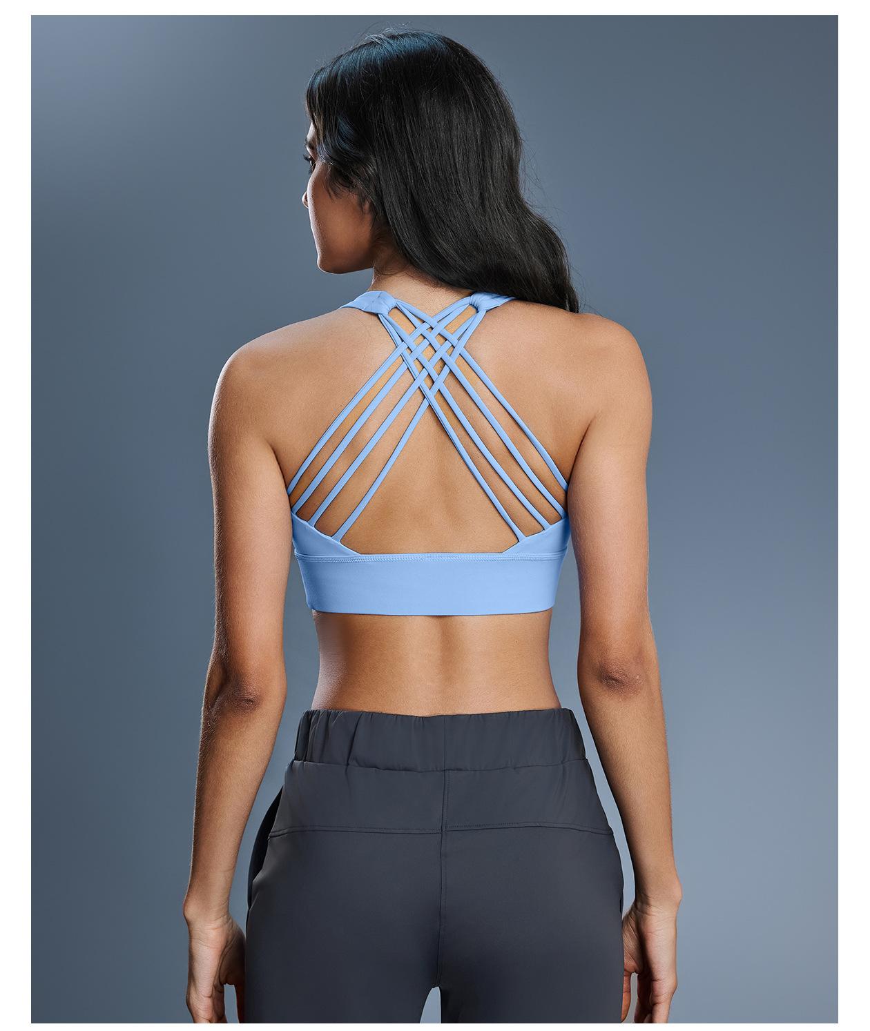 New Women's High-Impact Cross-Back Sports Bra, Shockproof Push-Up Support Fitness Bra