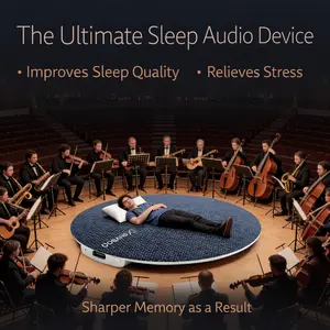 OObang Ultra-Thin PillowSpeaker with 3D White Noise, Soft Immersive Sound Field, AirConduction Audio Design, Pillow Speaker for Bedtime Music & Audiobooks, Compatible , Adjustable Cable Clip, Durable Mount, Companion Christmas AI Customizable