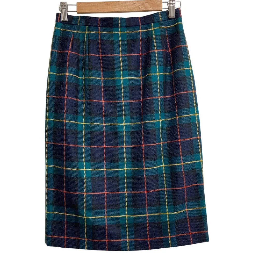 Pre-owned BURBERRY Wool Small Leather Goods Burberrys Vintage Midi Skirt
