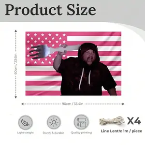 1pc Caseoh Pink American Flag Tapestry Banner For Outside - Garden, Street, Room, Yard, Bedroom Decor, Wether-Resistant, Durable Polyester Flags Tapestry, Funny Lawn Flags 4 Eyelets, Seasonal Decor, Event And Celebration Decorations, Christmas Gifts