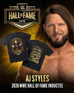AJ Styles 2026 WWE Hall of Fame Inductee T-Shirt - 100% Premium Cotton, Relaxed Fit, Pre-Washed Fabric, Shoulder-to-Shoulder Taping, Seamless Rib Collar, Sizes S-5XL