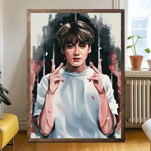 JK Golden Maknae Portrait Poster Unframed, Jeon JK K-pop Aesthetic Wall Art, Bangtan Boys Print