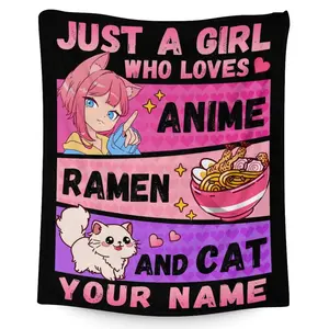 Custom anime blanket soft flannel blanket for sofa bed warm and lightweight suitable for boys girls adults 50 inches x 40 inches