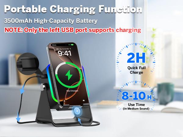 Wireless Induction Audio Speaker Stand, 5in1 Cellphone Holder, 3500mAh Rechargeable Emergency Power Bank,360° Adjustable Mobile Tablet Stand with Colorful Ambient Light Gifts for Men Women Wireless Induction Audio Speaker Stand, 5in1 Cellphone Holder, 3500mAh Rechargeable Emergency Power Bank,360° Adjustable Mobile Tablet Stand with Colorful Ambient Light Gifts for Men Women