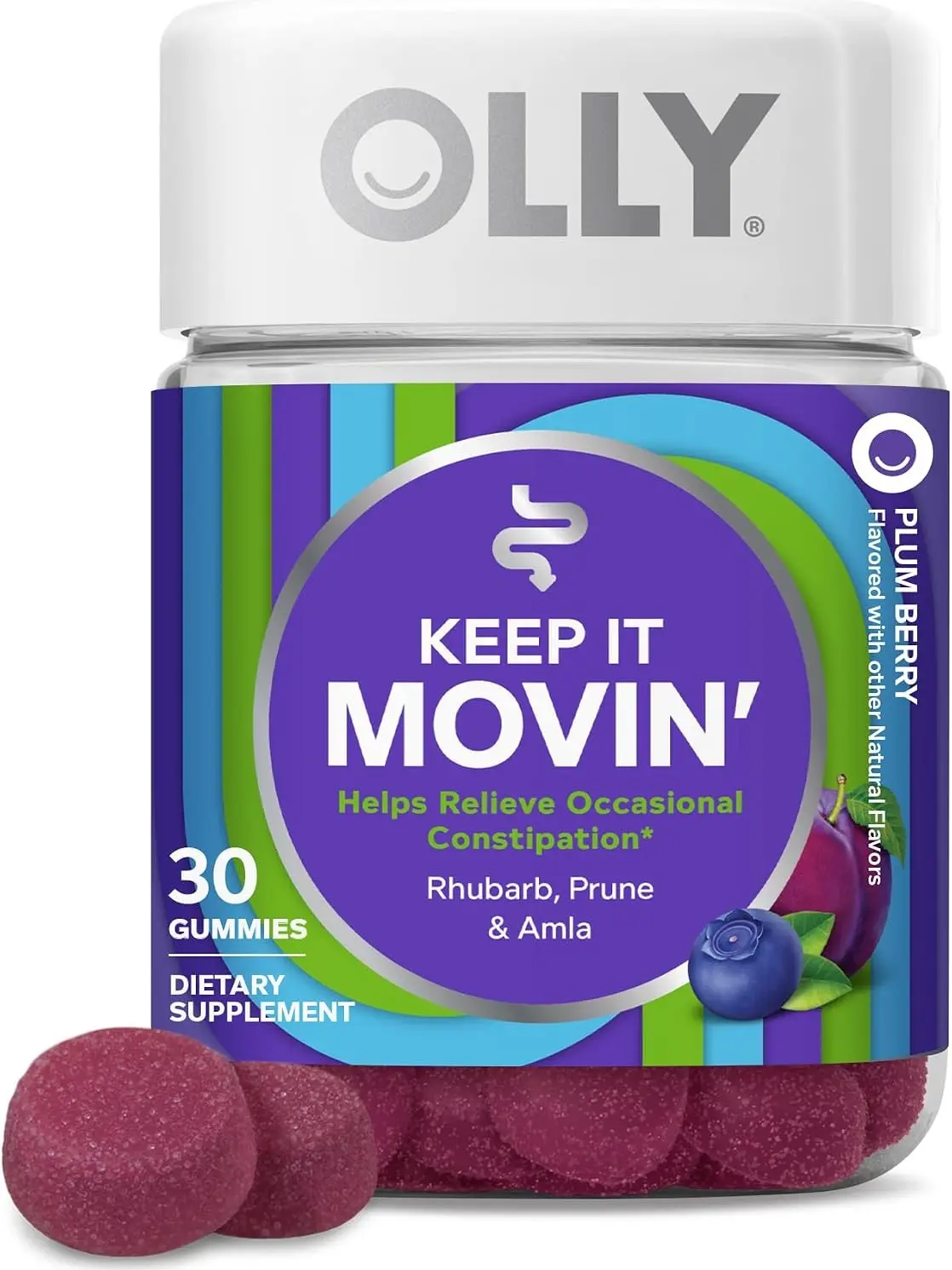 OLLY Keep it Movin, Occasional Constipation Support,* Plum Berry - 30 Count