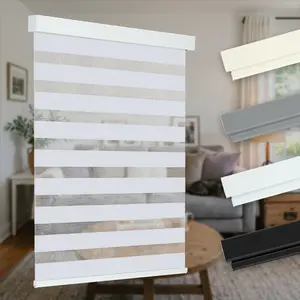 Allesin Zen Cordless Zebra Blinds, Dual Layer Day & Night Window Shades,Cordless Free-Stop Safe System,Cordless Free-Stop Safe System, Blackout UV Protection & Full Privacy, Kid & Pet Safe for Home & Office Attached Valance, blackout curtains