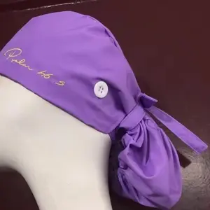 Surgical/ Nursing Ponytail Caps -Psalm 46:5 Nursing Cap with Button Closure and Ribbon Detail.