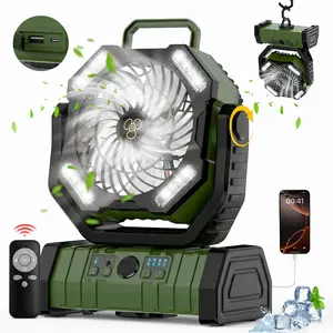 2026 Upgraded 30000mAh Portable Camping Fan with 270° Auto-Oscillating, Rechargeable Battery Operated Fan with LED Light & Remote, USB Tent Fan with Hook for Travel, Worksite, Emergency Outage, 2026 World Cup & Hurricane Season Essentials