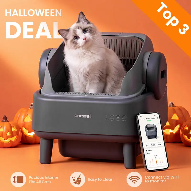 FallDealsForYou  Oneisall Smart Self-Cleaning Litter Box , Open-Top Easy Rinse Structure, APP Remote Control,  11L Big Waste Drawer For Adult Large Cats