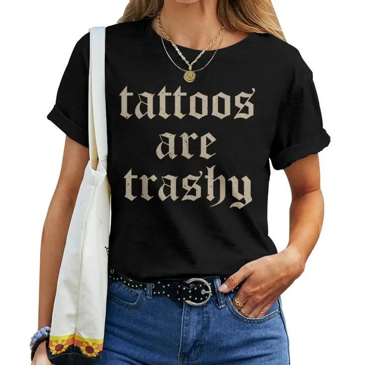 Men's Cotton T-Shirt, Sarcasm Joke Tattoo Meme Style Top, Plus Size Comfortable Fabric