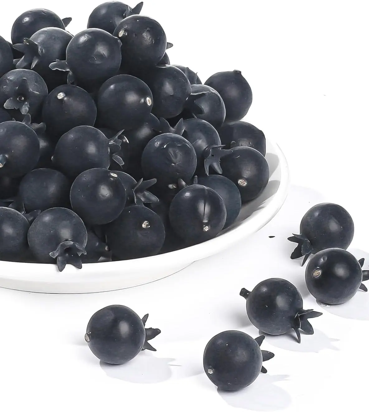 100-Piece Photorealistic Foam Artificial Blueberries - Decorative Ornaments for Kitchen, Wedding, Thanksgiving & Valentines Day Decor, Photography Prop