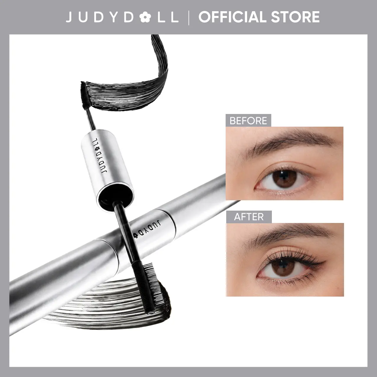 JUDYDOLL Volume & Curling Mascara Duo, Curling & Lengthening, Long-Lasting, Waterproof, Smudge-Proof, 24-Hour Wear, Natural Extension, Thickening Effect, Ultra Fine Volumizing Mascara, Cosmetics, Refresh Look, Summerwins