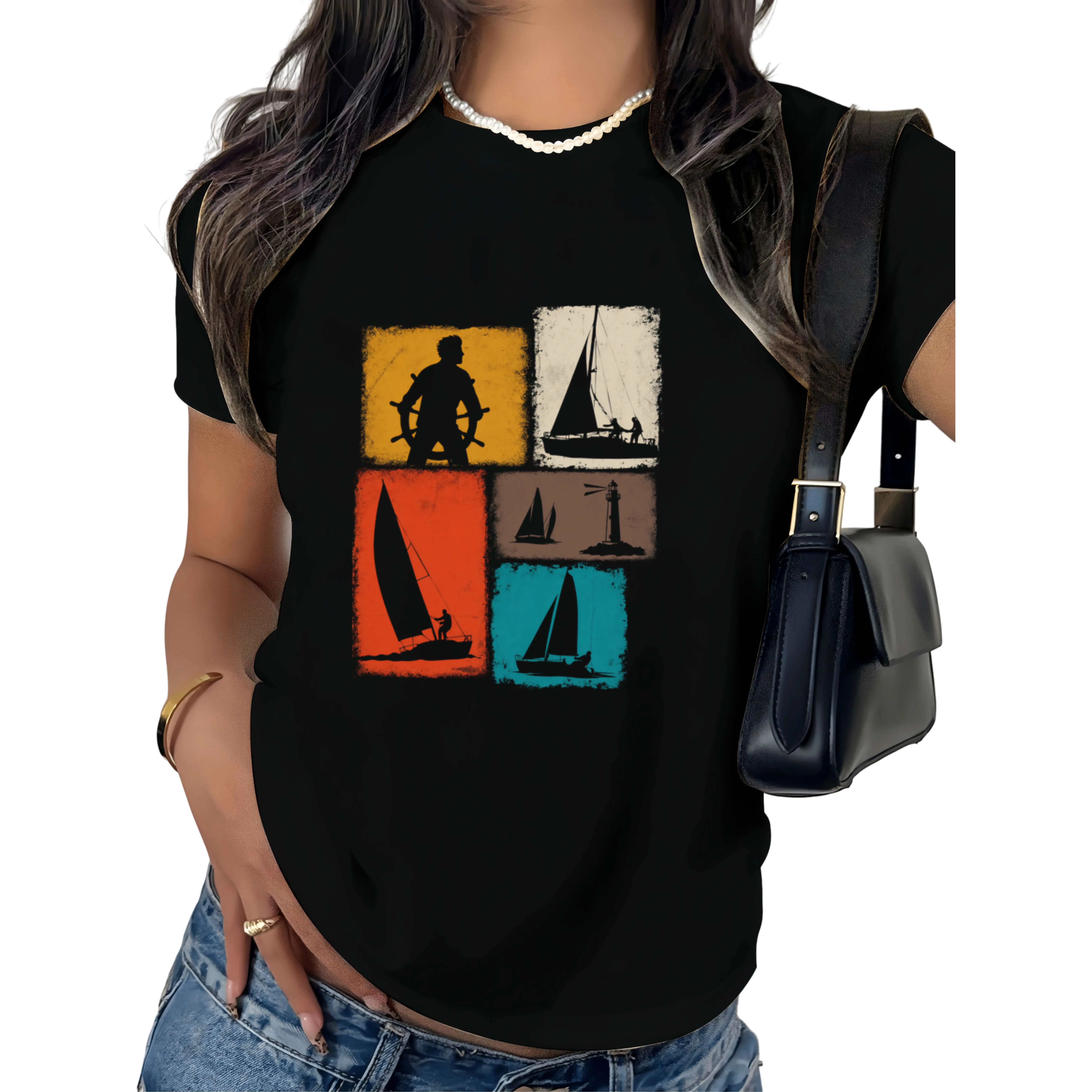 Sailing Collage Sailor Men Women Yachtsman Boater T-Shirt