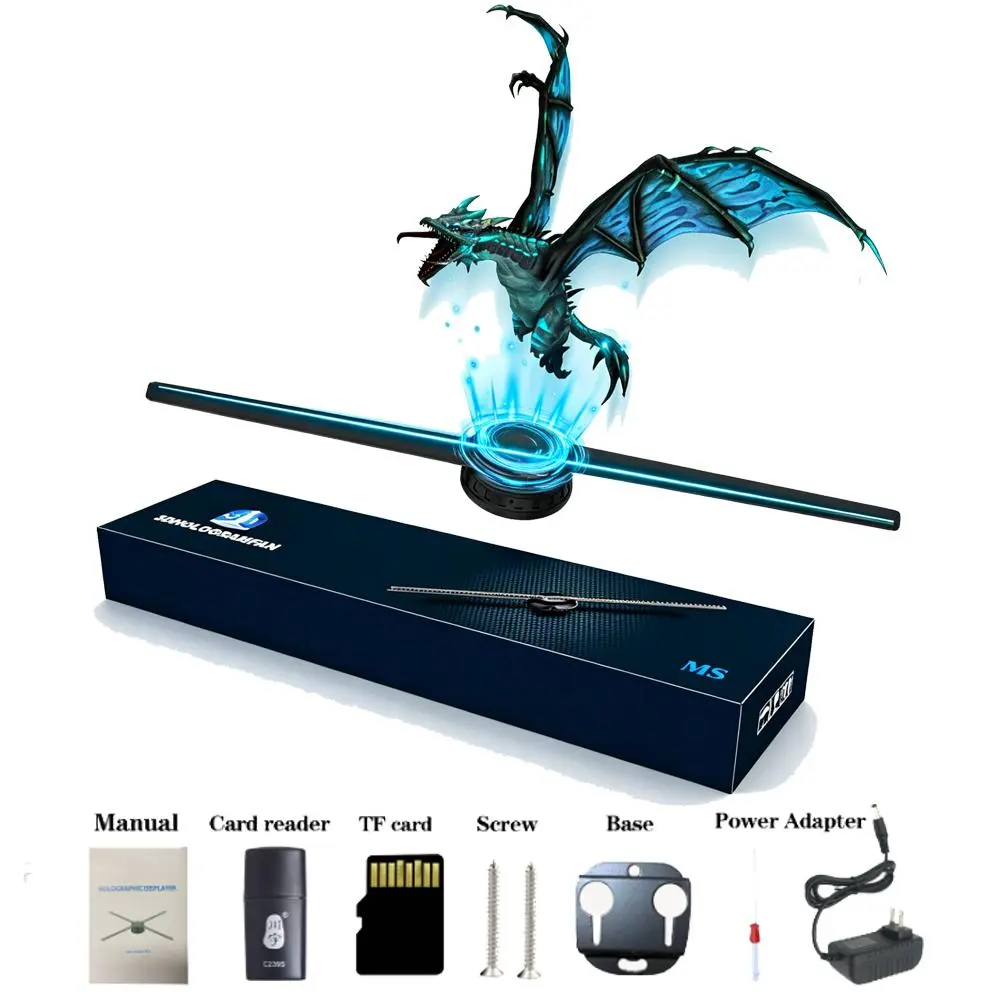 3D Holographic Fan 16.5in, WiFi/APP/Remote Control, 224 LED Beads, 2000x224 Resolution, Perfect for Store Signs, Bar, Party