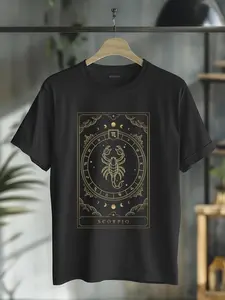 100% Cotton Unisex Scorpio Horoscope And Zodiac Symbol T-Shirt Graphic Vintage Casual Round Neck Tshirt