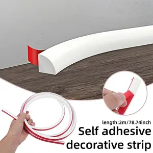 1 Roll of 2m/78.74in Flexible Quarter Round Molded Plastic Strip, Peeled and Pasted PVC Decorative Molded Strip, Double-sided Self-adhesive Wall Corner Decorative Molded Strip, Suitable for Floors, Bathrooms, Countertops