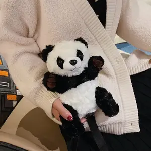 Cute Plush Panda Mini Shoulder Bag, Cartoon Crossbody