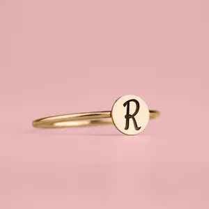 Initial Ring | Personalized Custom Letter Ring Band in Silver, Gold, or Rose Gold | Family Signet Monogram Stackable Stack Rings Gift Her