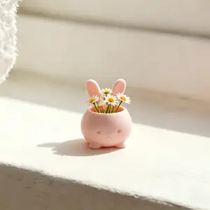 Gift-Ready! Bunny Face Mini Succulent Pot, Cute Flower Planter with Rabbit Ears, Indoor Small Decorative Pot, Perfect for Plant Lovers