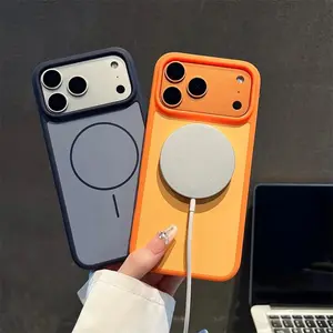 Large hole color 2-in-1 skin feel silicone magnetic suction phone case for iPhone 11 12 13 14 15 16 17 Pro Max