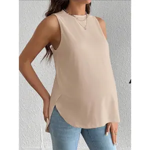 VYNCE Women's Maternity Sleeveless Tank Top Soft Stretchy Versatile Basic Pregnancy Shirt
