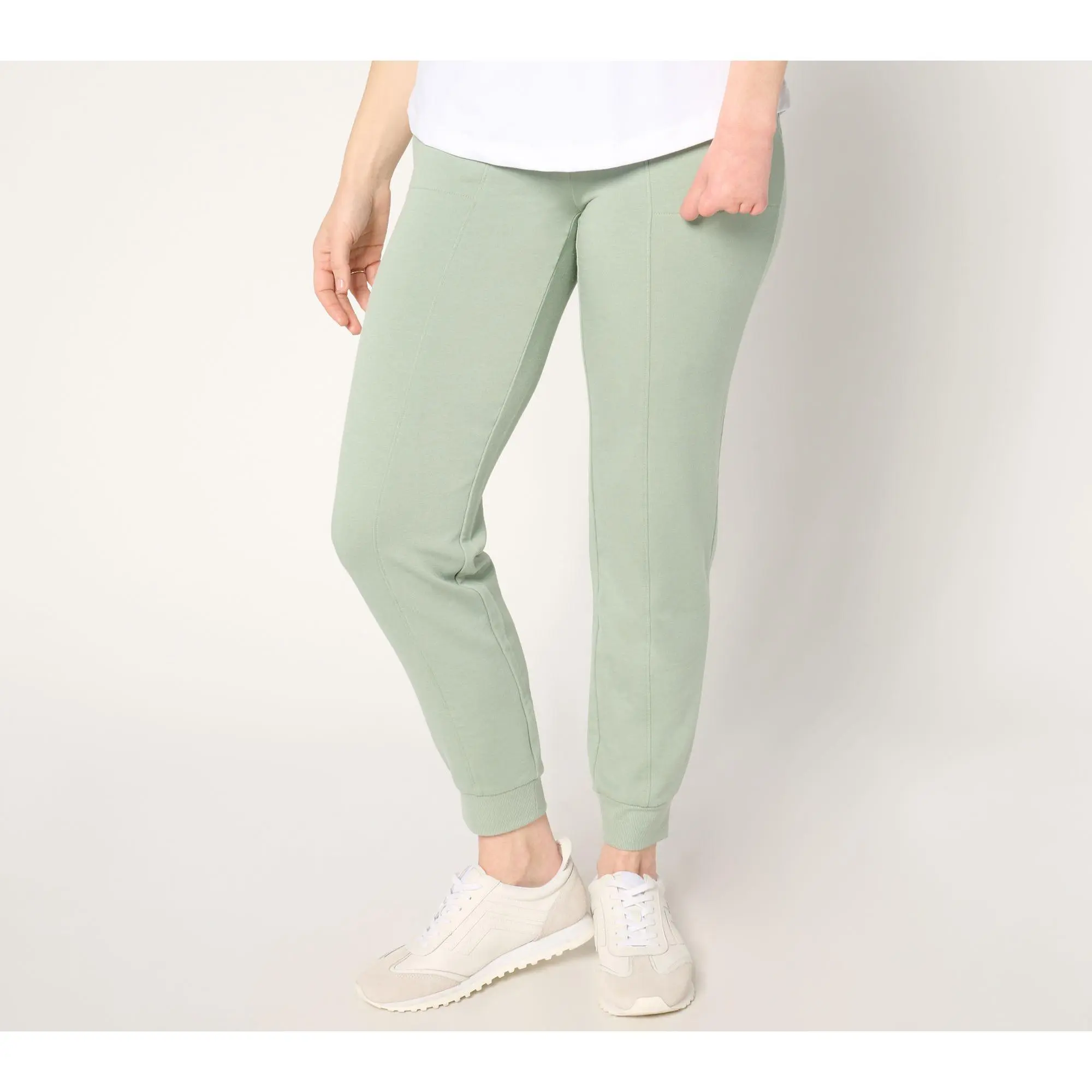 Denim & Co. Active Regular Fleece Back Knit Ankle Jogger