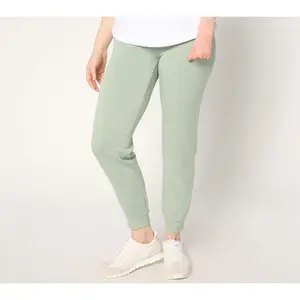 Denim & Co. Active Petite Fleece Back Knit Ankle Jogger
