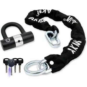 Anti-Theft Bike Lock 3foot/90cm Long Heavy Duty Chain Lock Durable 10mm Thick Chains with 4 Keys Security 16mm U Lock for Bicycle,Scooter,Moped,Motorcycle,Gates