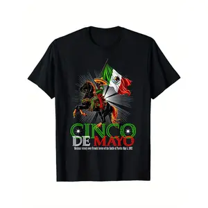 Cinco De Mayo Battle of Puebla May 5, 1862 Mexican T-Shirt100% Cotton Round Neck T-shirt Halloween Thanksgiving Christmas Gift for Men Women Family Friends, Valentines Day Gifts for Boyfriend Girlfriend, S-XXXL