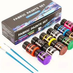 12 Colors Vibrant Acrylic Paint Set, High Saturation Bottled Acrylic Pigment Kit, Non-toxic Long Lasting Art Painting Paints, Multi-functional Art Supplies for Fabric, Clothing, Leather, Canvas, Wood, DIY Handcrafts, Decoration and Multi-Surface Creation