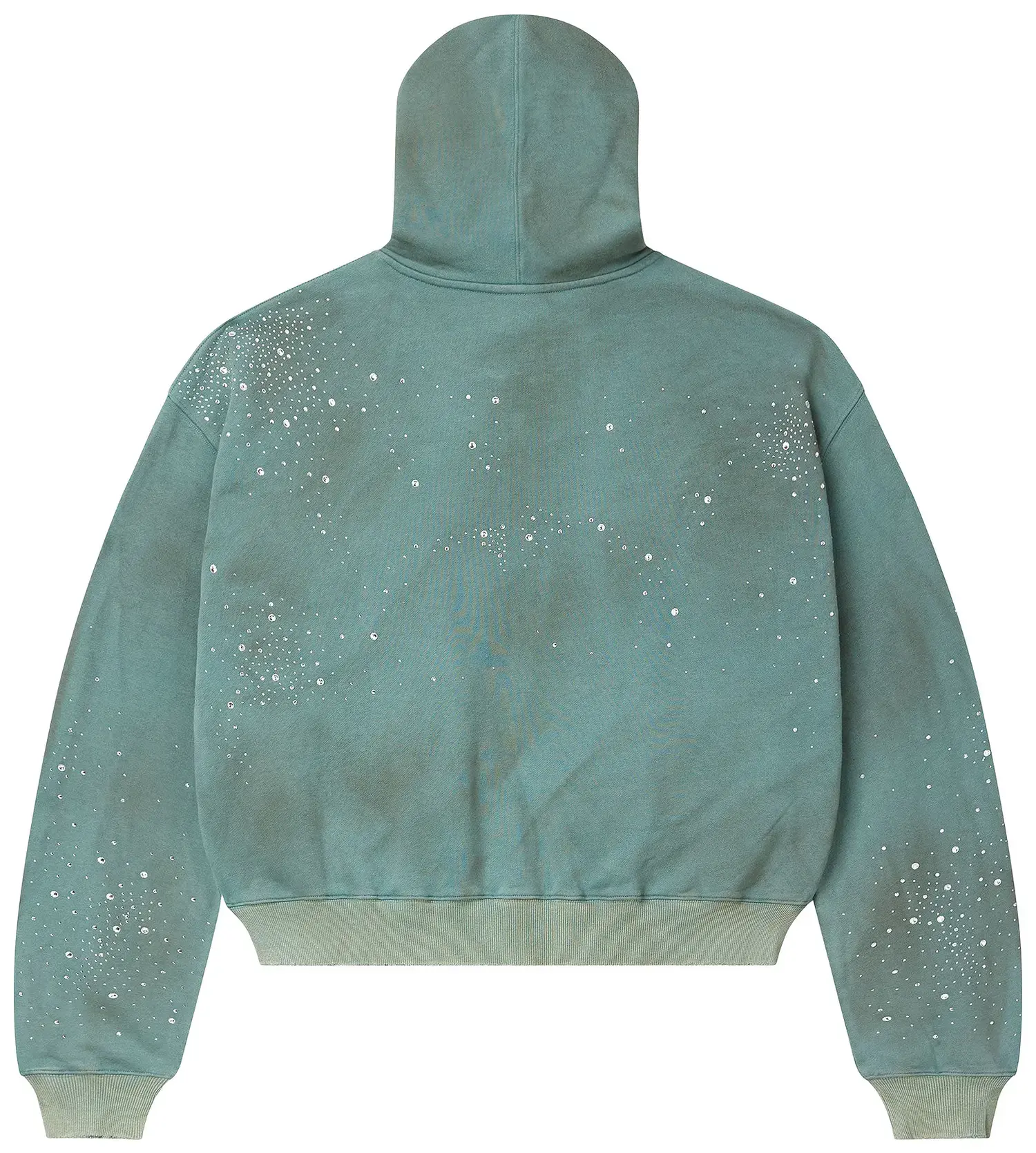 Valee Menswear Casual Hoodie, Dark Mint Zip-Up Sweatshirt, Men's