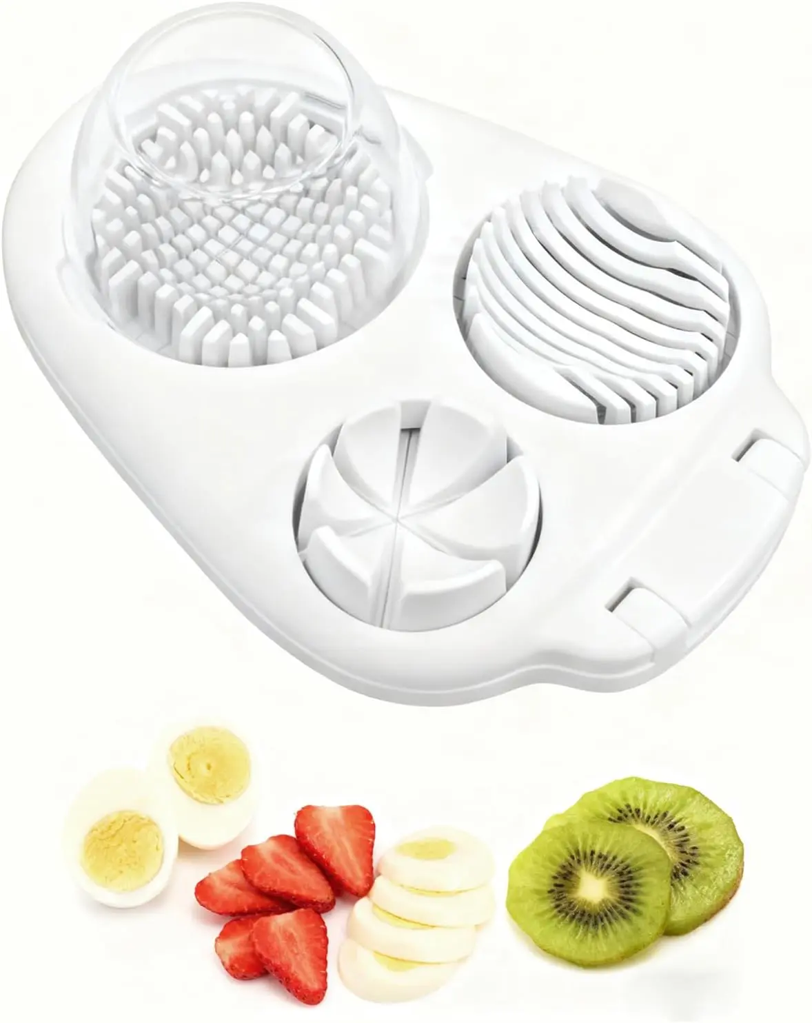 3-in-1 Stainless Steel Utensil - Heavy Duty Chopper with Multiple Slice Modes, Multipurpose Kitchen Gadget for Hard Boiled Eggs, Strawberry Prep, Utensils