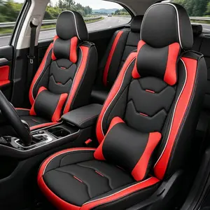 For Lincoln MKC 2015-2019/ MKS 2009-2016/ MKX 2008-2018/ MKZ 2012-2020/ Nautilus 2019-2021 Luxury Car 5 Seat Covers with Pillows & Storage Bag, Premium Leather Front & Rear Full Set Seat Covers Cushion Auto Interior Decoration Accessories