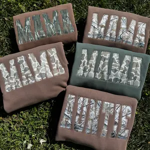 Customizable Embroidered Camo Crewnecks Long Sleeve Pullover Sweatshirt for Women or Men Casual Wear Cotton