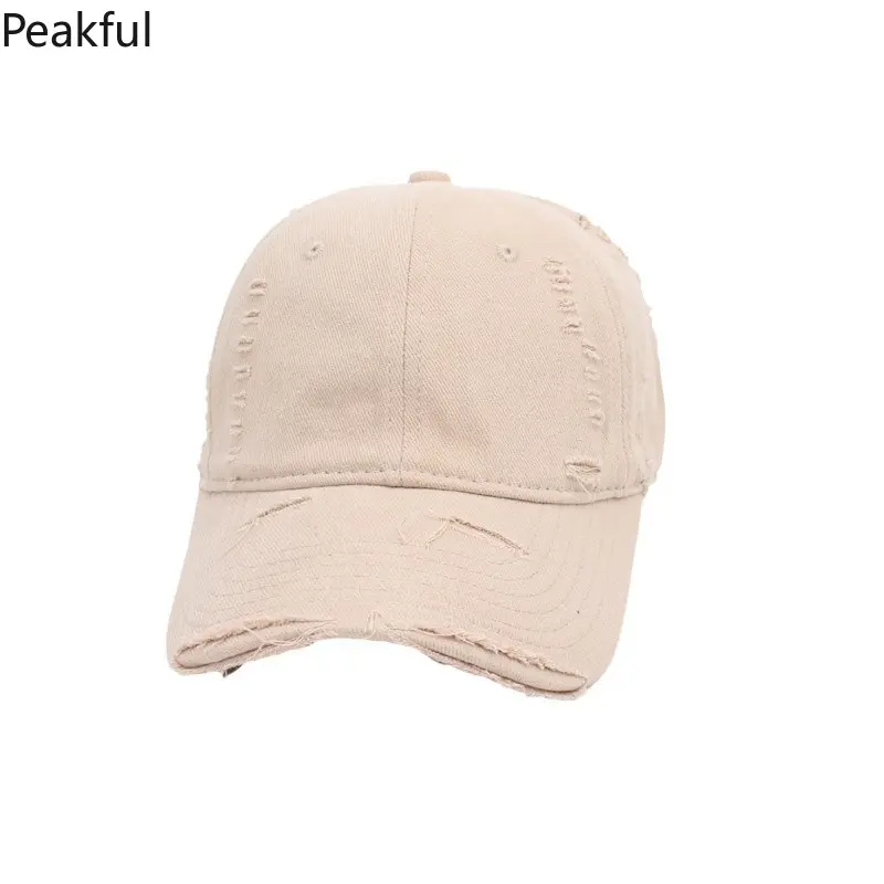 Neutral Beige Distressed Baseball Cap - Unisex Vintage Washed Low Profile Dad Hat, Soft Breathable Cotton, Trendy Minimalist Street Style Everyday Wear